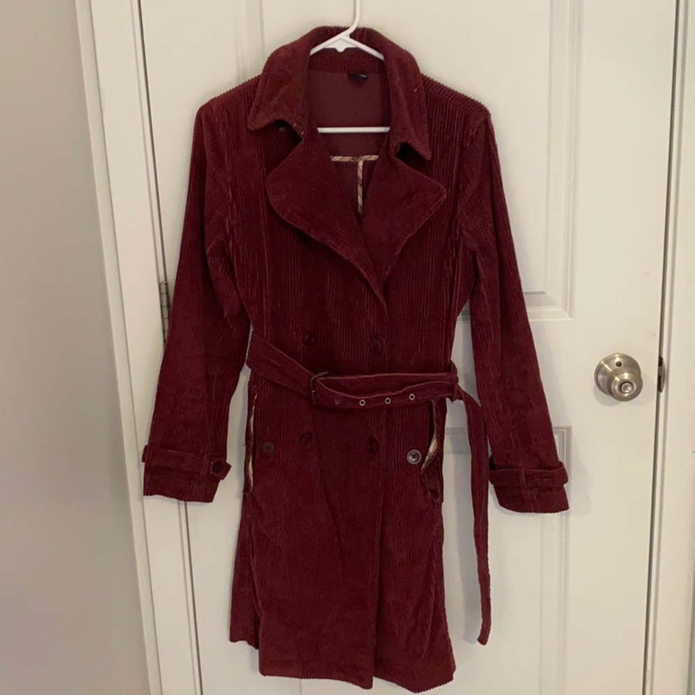 Pink Corduroy Trench Coat Gap Sz S